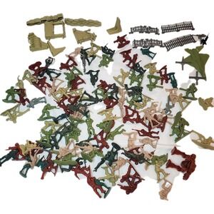 Lot 2" Army Men Red Green Tan And Accessories Jet